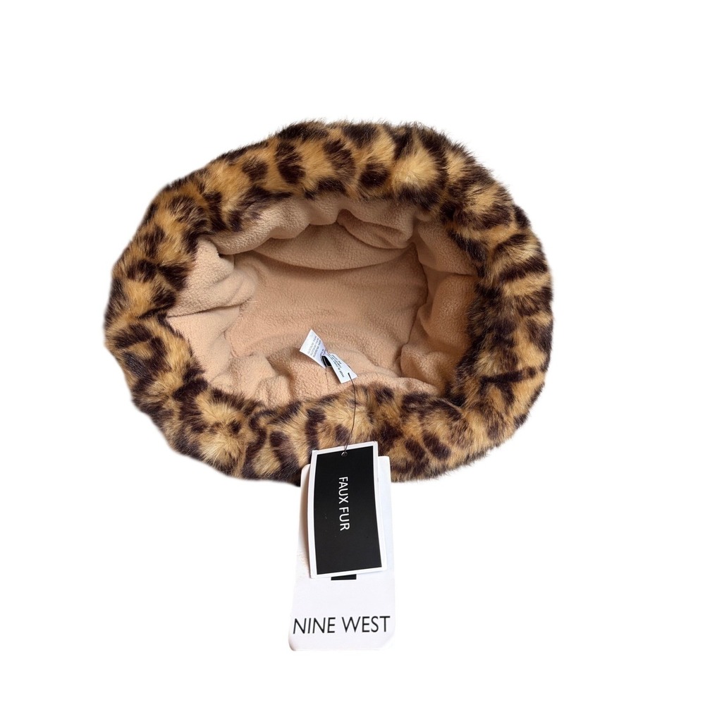 NEW Y2K vibe Nine West Leopard Faux Fur Bucket Hat Will fit up to 22" - Picture 4 of 11